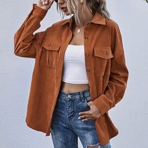 Boyfriend fit oversized shacket jacket corduroy